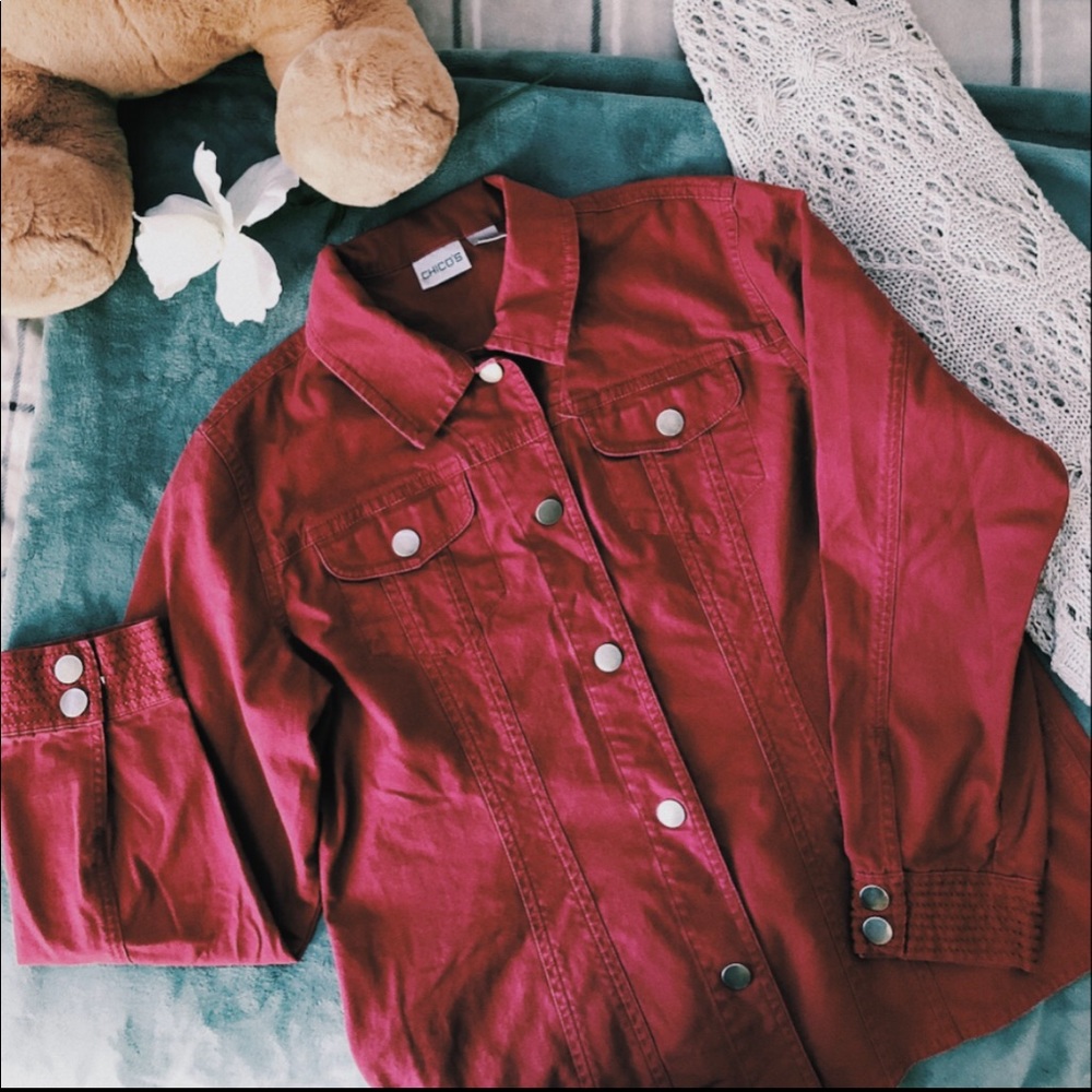 Chico’s Red Jean Jacket